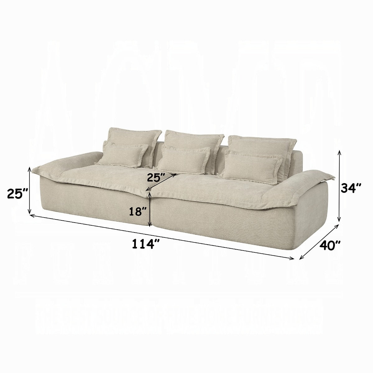 Jesse Oversized Sofa w/6 Pillows