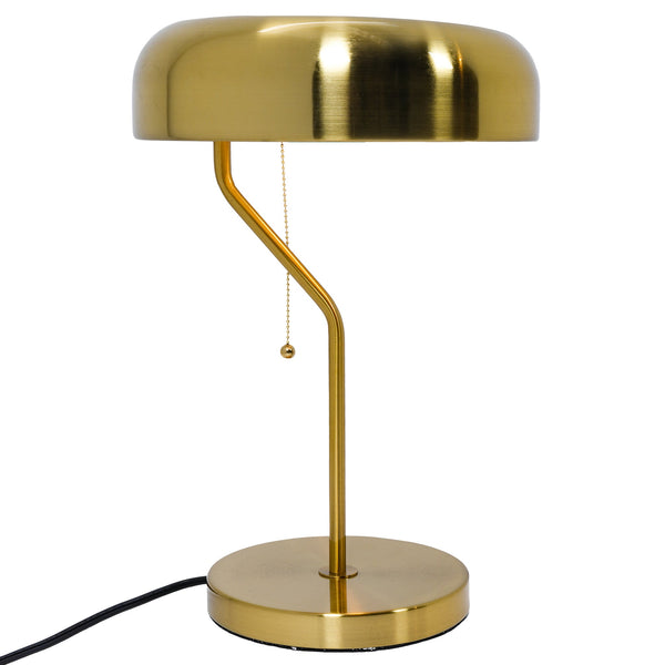 Lámpara de mesa Metro con exterior dorado e interior blanco
