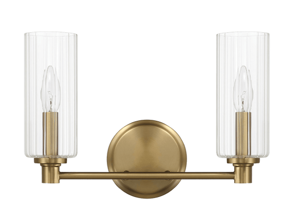 Tocador Regal de doble luz con vidrio acanalado transparente - Latón satinado