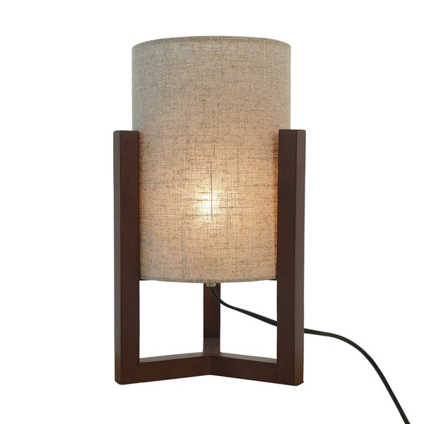 Lámpara de mesa de cristal Sylva con pantalla gris