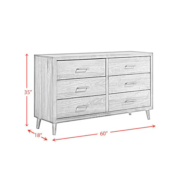 Malibu 6-Drawer Dresser – Walnut