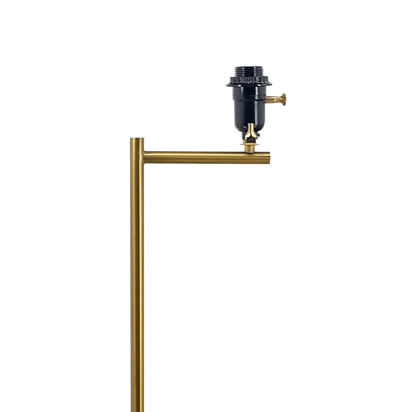 Zenith Offset Brass Base Floor Lamp with Drum-shaped Linen Shade