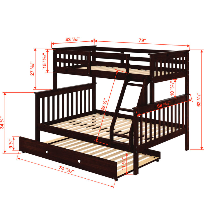 Twin/Full Mission Bunk Bed Cappuccino