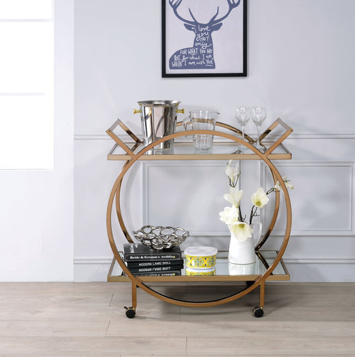 Traverse Champagne & Mirrored Serving Cart - Canales Furniture