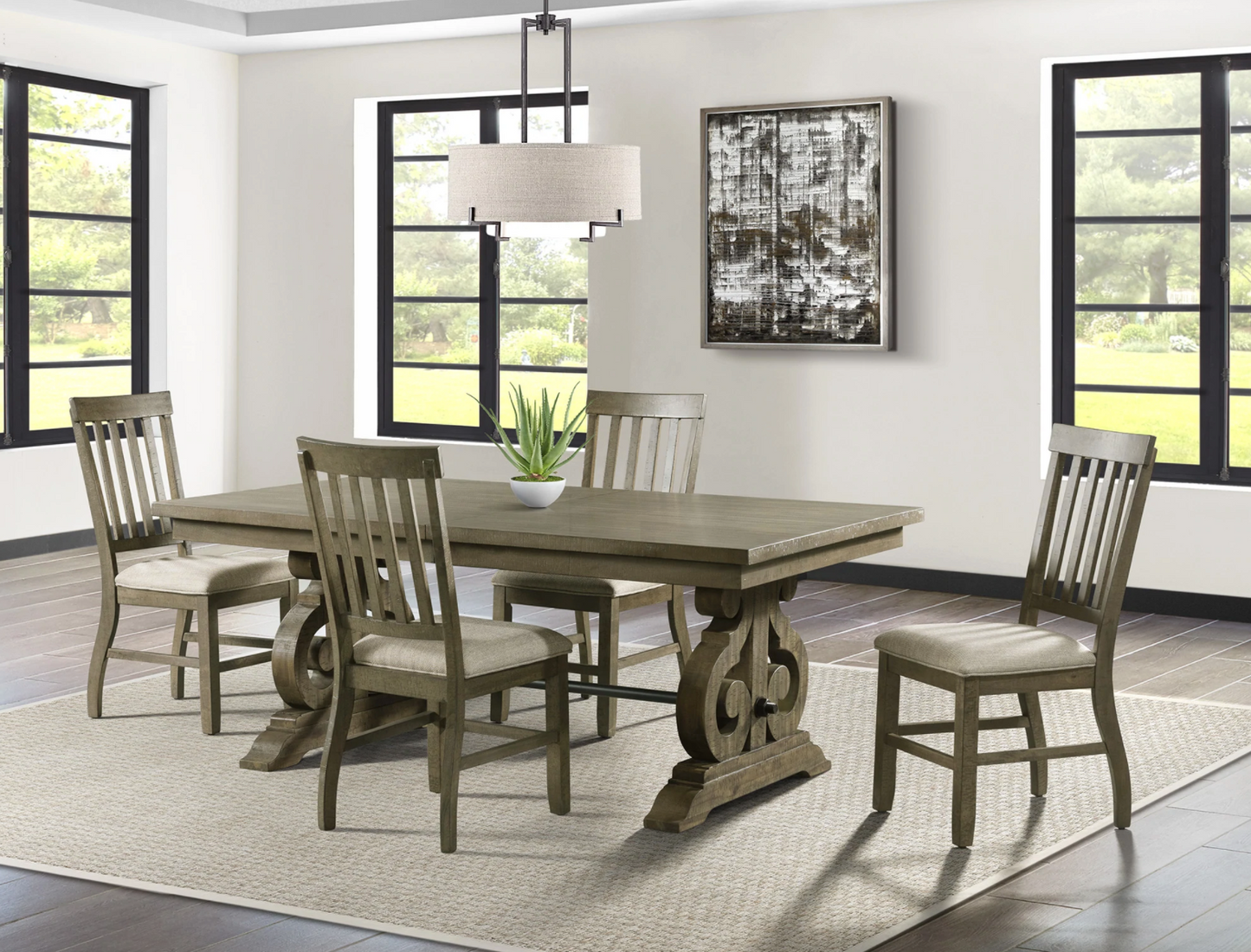 Stone Gray Wooden Slat Back Side Chair - Canales Furniture