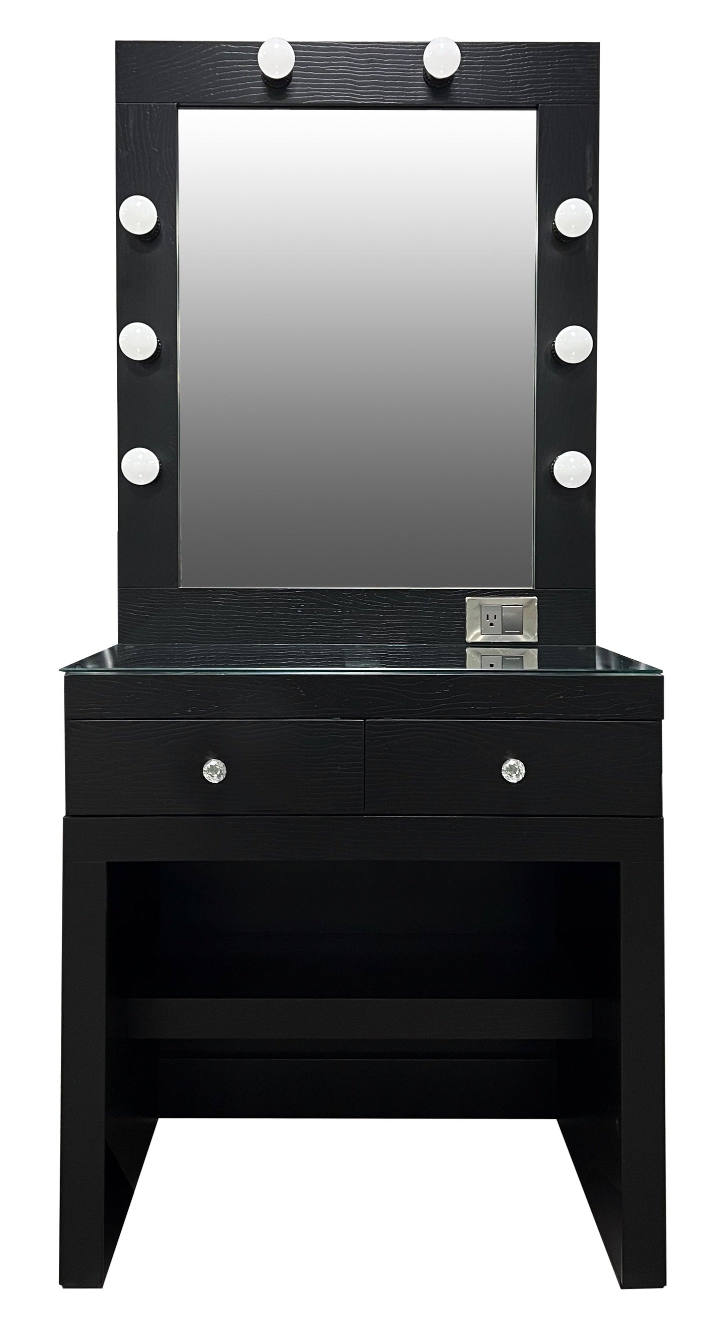 Betsey Black Vanity Set + Free Kitty Ottoman - Canales Furniture