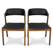 Silla de comedor Enzo de cuero negro (juego de 2)