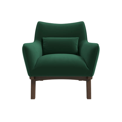 Sillón Brayden de terciopelo verde oscuro de mediados de siglo