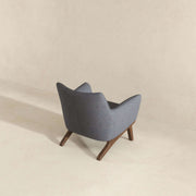 Sillón Brayden de lino gris estilo moderno de mediados de siglo con diseño de lado marino