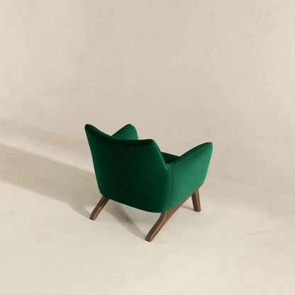 Sillón Brayden de terciopelo verde oscuro de mediados de siglo
