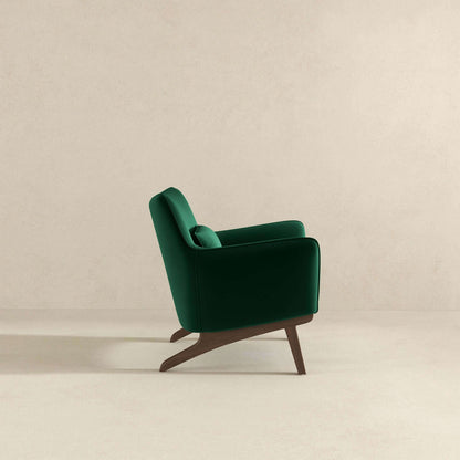 Sillón Brayden de terciopelo verde oscuro de mediados de siglo
