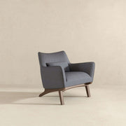 Sillón Brayden de lino gris estilo moderno de mediados de siglo con diseño de lado marino