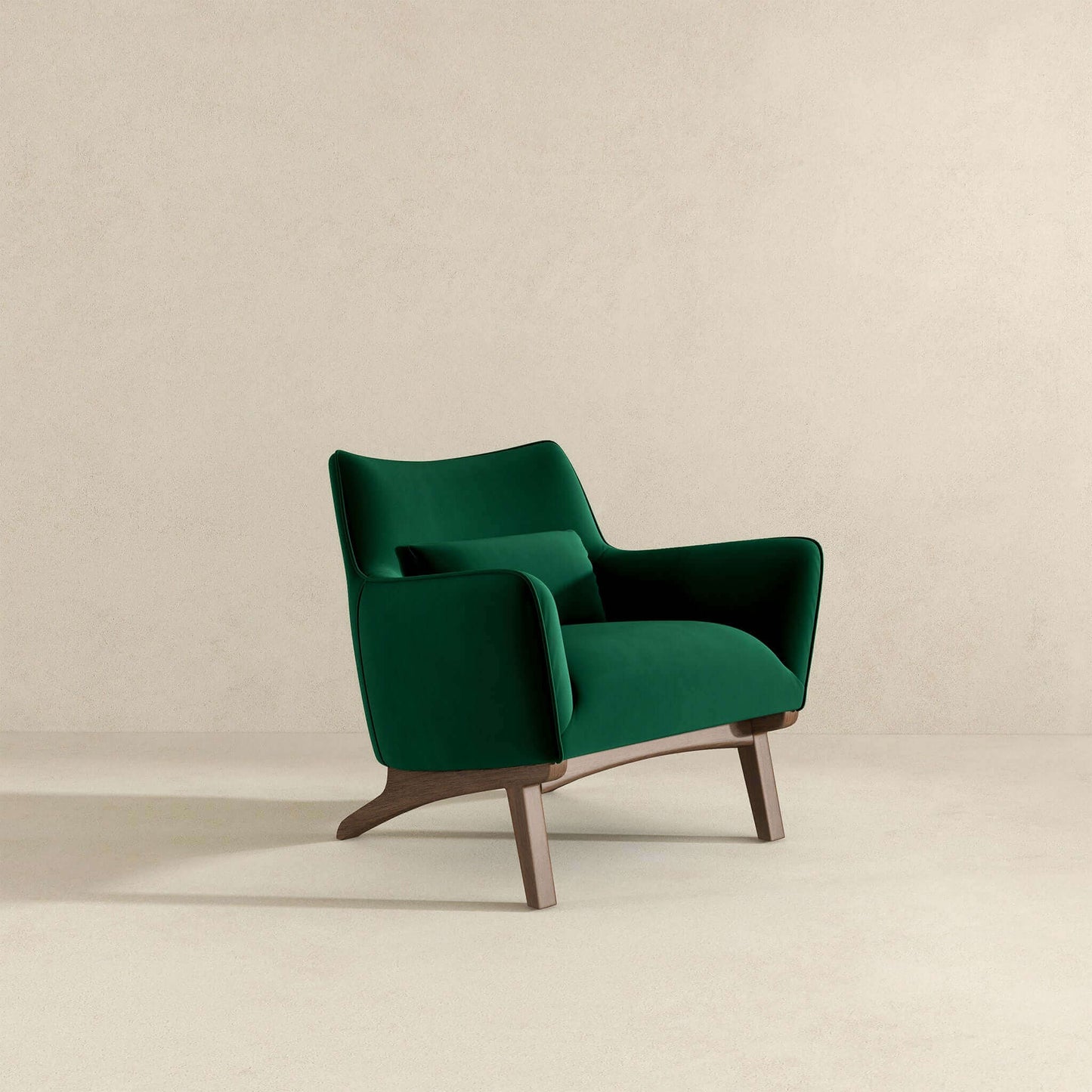 Sillón Brayden de terciopelo verde oscuro de mediados de siglo