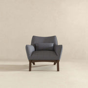 Sillón Brayden de lino gris estilo moderno de mediados de siglo con diseño de lado marino