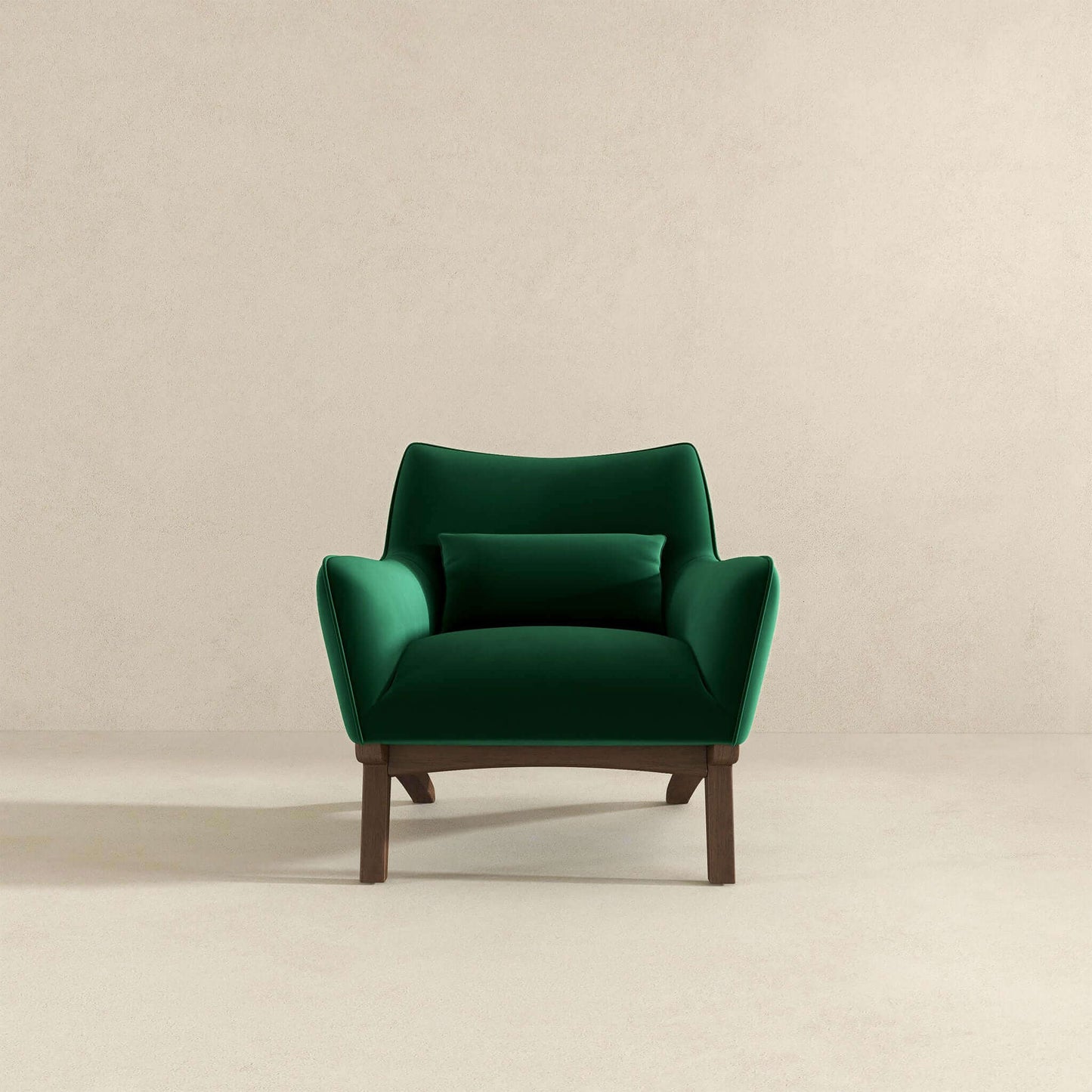 Sillón Brayden de terciopelo verde oscuro de mediados de siglo