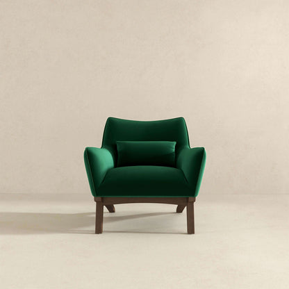 Sillón Brayden de terciopelo verde oscuro de mediados de siglo