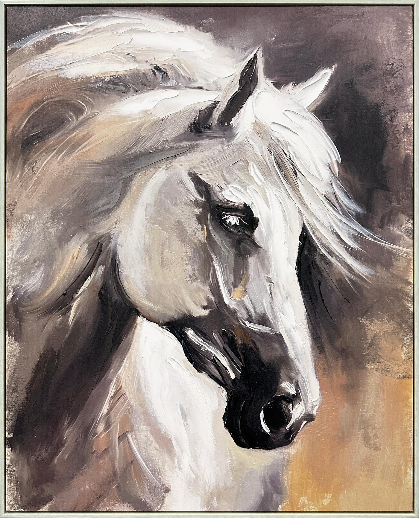 Graceful Equine Hand-embellished Canvas in Frame