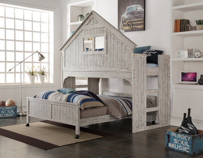Clubhouse Twin Rustic Loft Bed with Clubhouse Full Caster Bed