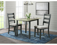 Martin 3 pc Drop Leaf Dining Set (Black Base)