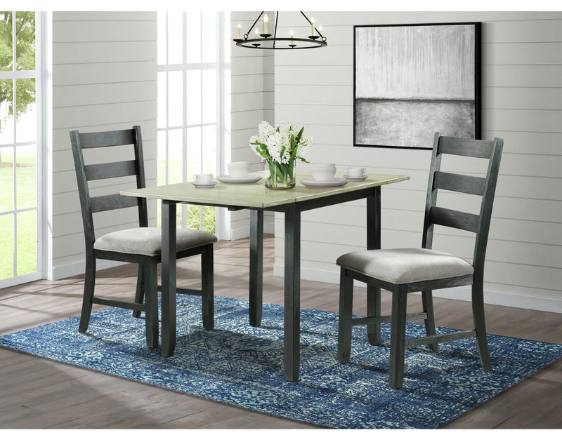 Martin 3 pc Drop Leaf Dining Set (Black Base)
