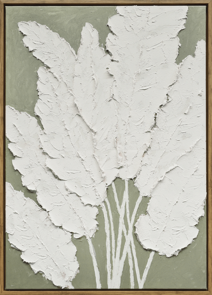 Textured Foliage I Hand-embellished Canvas in Frame