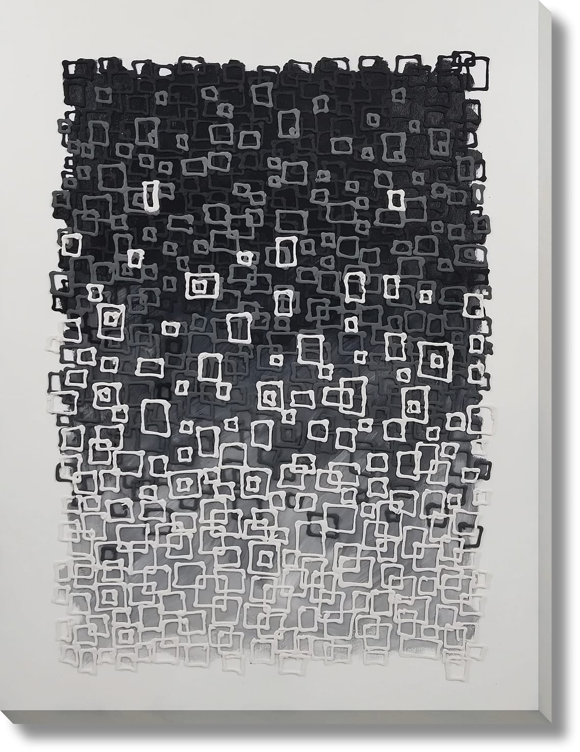 ''Textured Graphite Mosaic'' Hand-painted 3D Canvas
