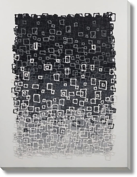 ''Textured Graphite Mosaic'' Hand-painted 3D Canvas