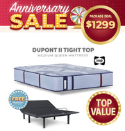 Sealy Dupont II Tight Top Medium Queen Mattress + Free Adjustable Base