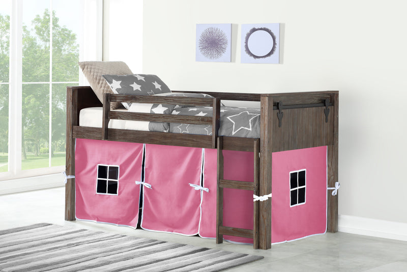 Barn Door Low Loft with Pink Tent