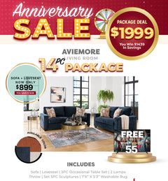 Aviemore Living Room 14PC Package + Free 55" LED 4K Smart TV