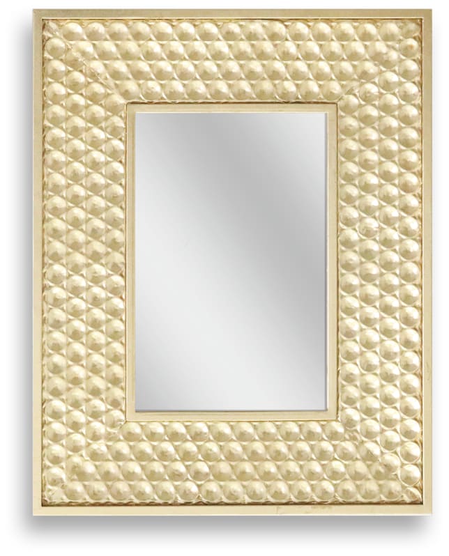 ''Elegant Pearl Accented Mirror'' Metal Wall Art
