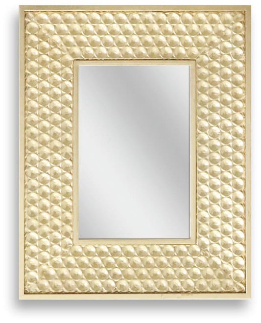 ''Elegant Pearl Accented Mirror'' Metal Wall Art
