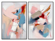 ''Vivid Harmony Abstract Duo'' Textured Canvas in Frame (set)