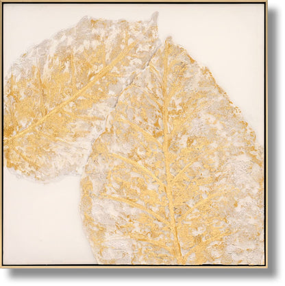 ''Textured Luxe Gold Leaf Delight'' 3D Canvas in Frame