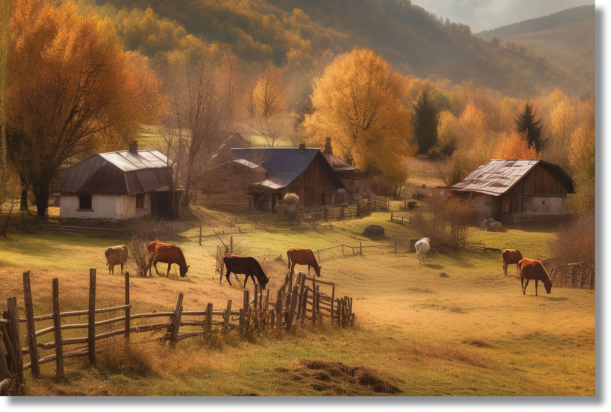 ''Autumn Countryside Harmony'' Tempered Glass