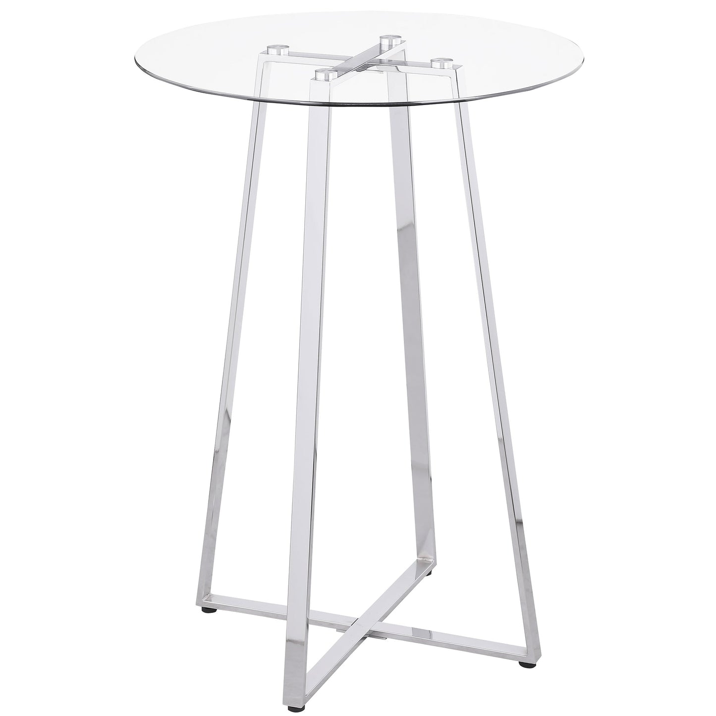 Zanella Round 30-inch Glass Top Bistro Bar Table Chrome