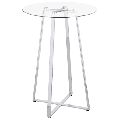 Zanella Round 30-inch Glass Top Bistro Bar Table Chrome