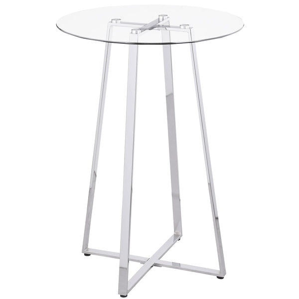 Zanella Round 30-inch Glass Top Bistro Bar Table Chrome