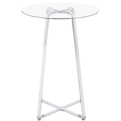Zanella Round 30-inch Glass Top Bistro Bar Table Chrome