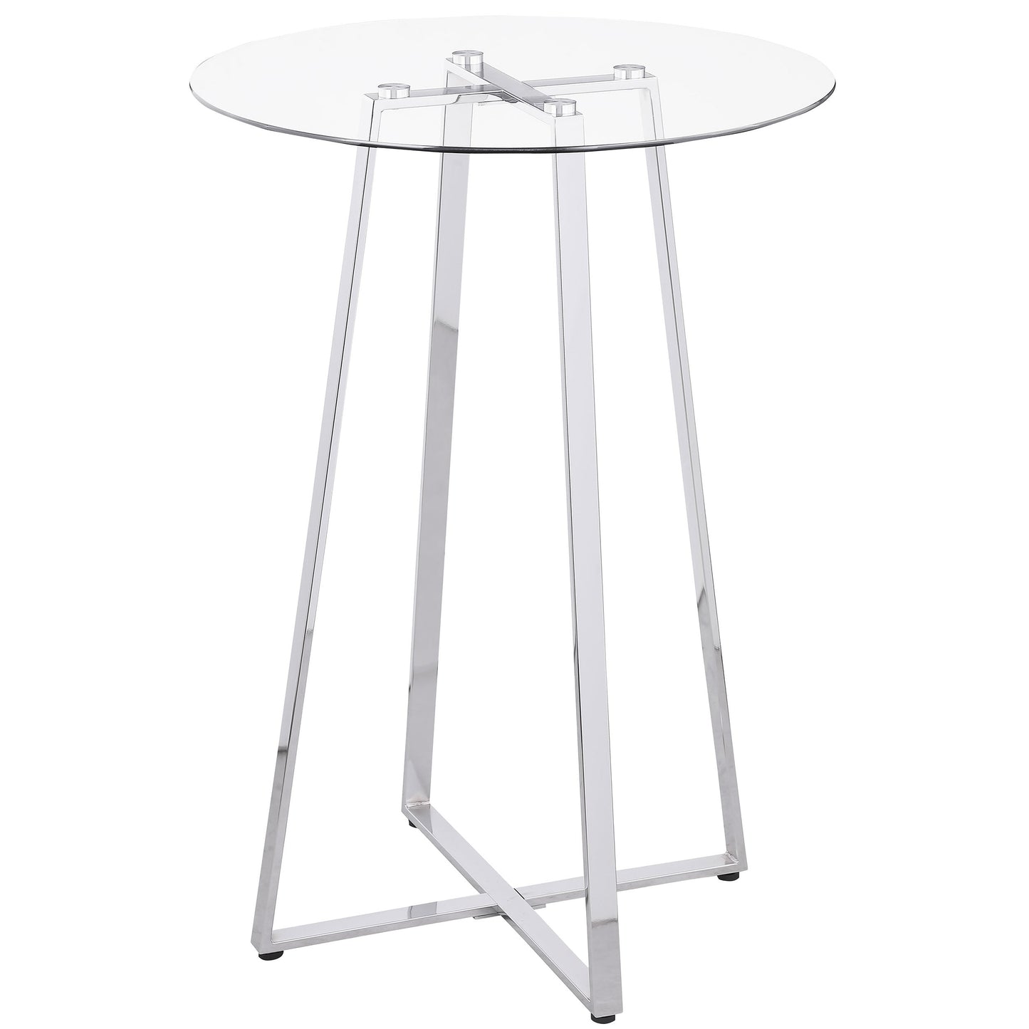 Zanella Round 30-inch Glass Top Bistro Bar Table Chrome