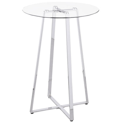 Zanella Round 30-inch Glass Top Bistro Bar Table Chrome