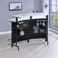 Gabinete para vinos Keystone con tapa de vidrio curvo para el hogar, color negro