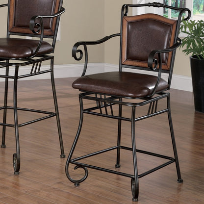 Prescott Roll Arm Swivel Counter Height Bar Stool (Set of 2)