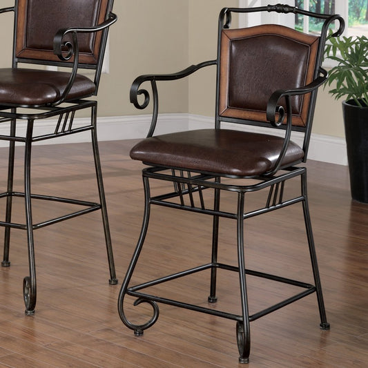 Prescott Roll Arm Swivel Counter Height Bar Stool (Set of 2)