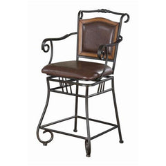 Prescott Roll Arm Swivel Counter Height Bar Stool (Set of 2)
