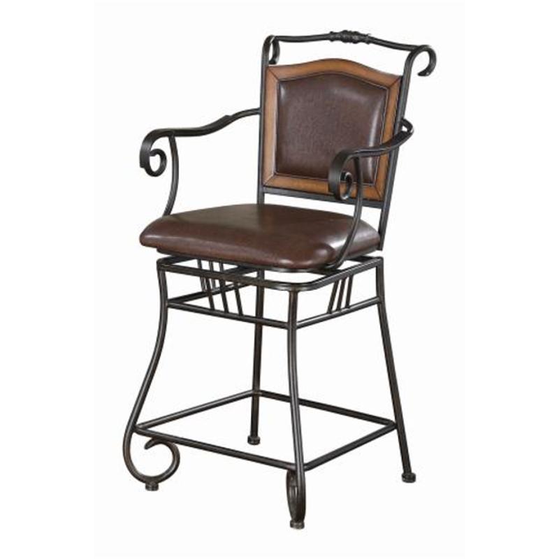 Prescott Roll Arm Swivel Counter Height Bar Stool (Set of 2)