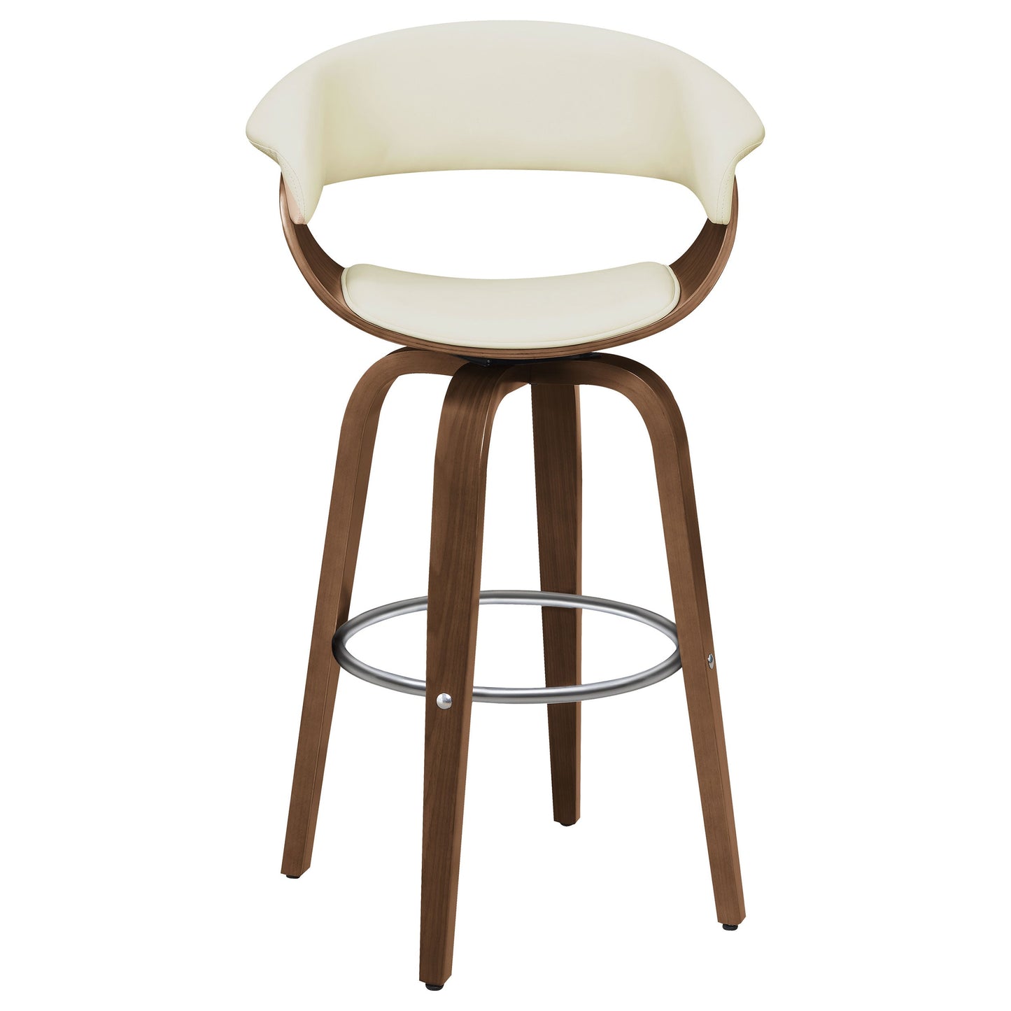 Taburete de bar giratorio tapizado Zion en nogal y negro