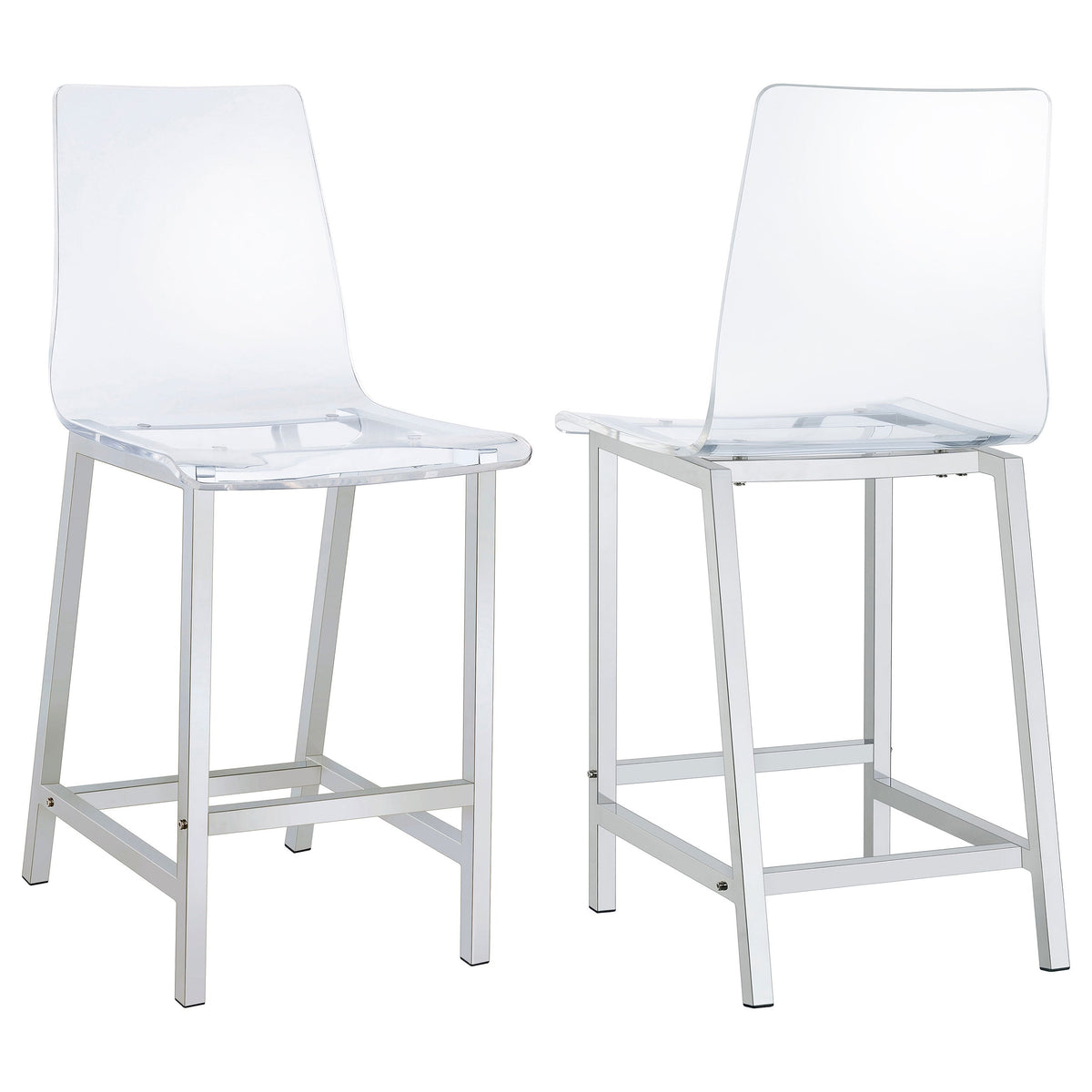 Silla de bar Juelia de acrílico transparente cromado (juego de 2)
