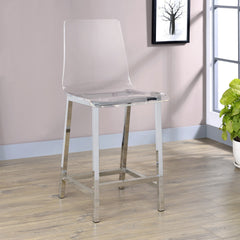 Silla de bar Juelia de acrílico transparente cromado (juego de 2)