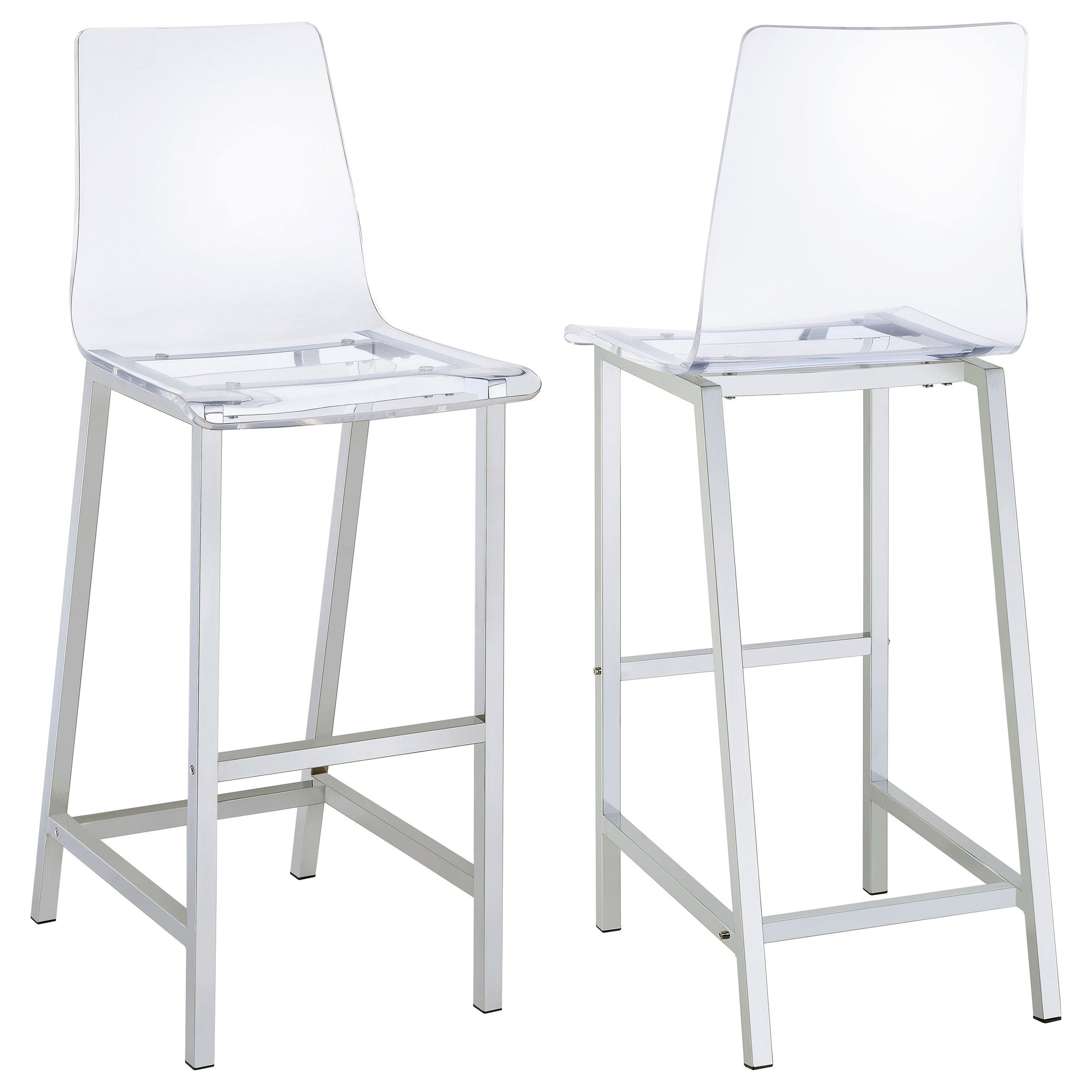 Silla de bar Juelia de acrílico transparente cromado (juego de 2)